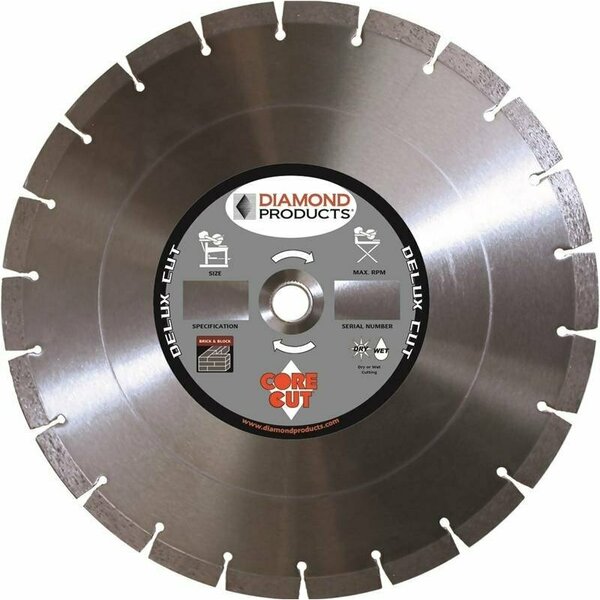 Diamond Products Ltd Diamond Products Circular Saw Blade, 14 In Dia, 1 In Arbor, Diamond Cutting Edge 70499